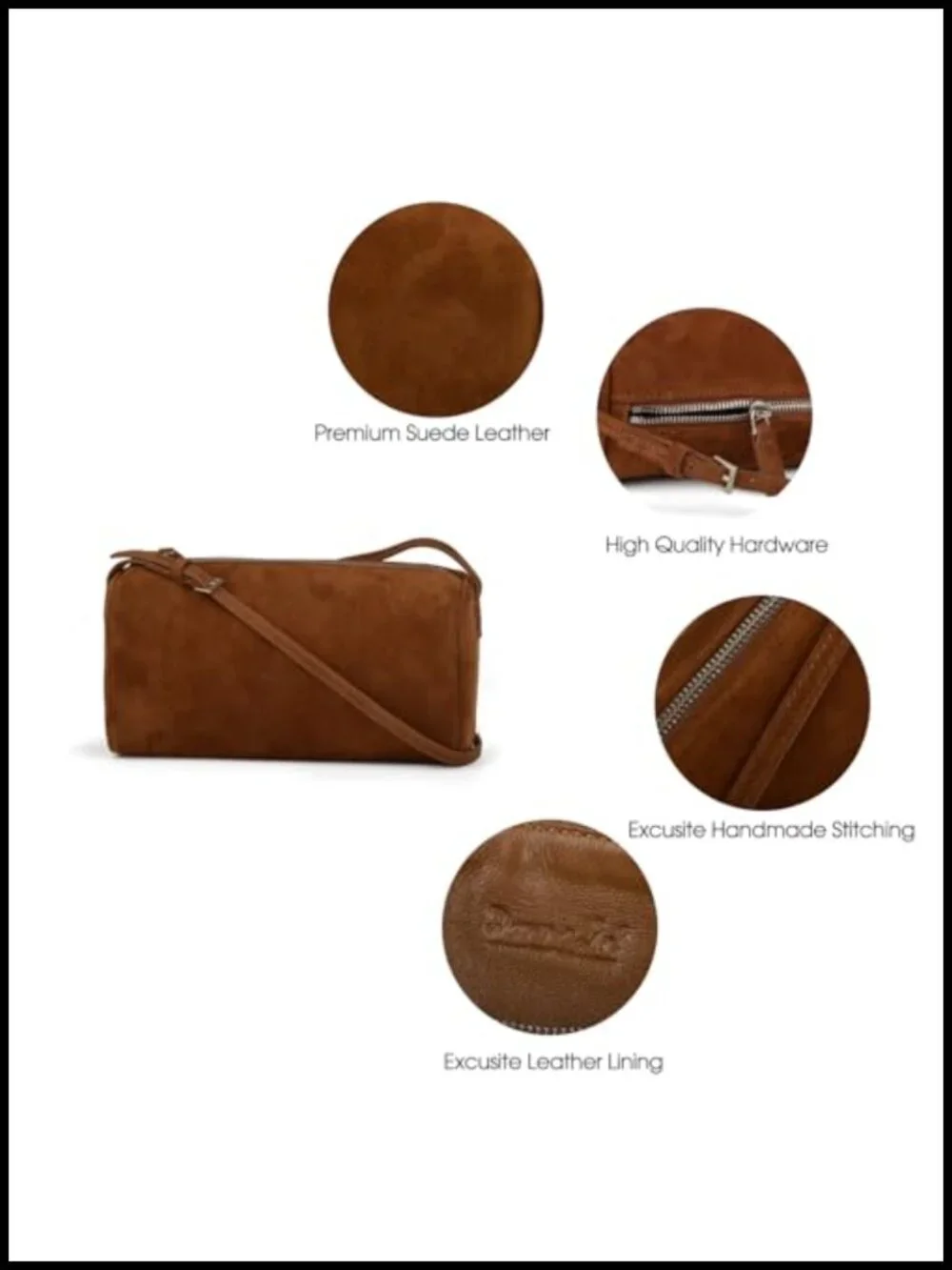 Suede Leather Crossbody Hobo Bag with Adjustable Strap